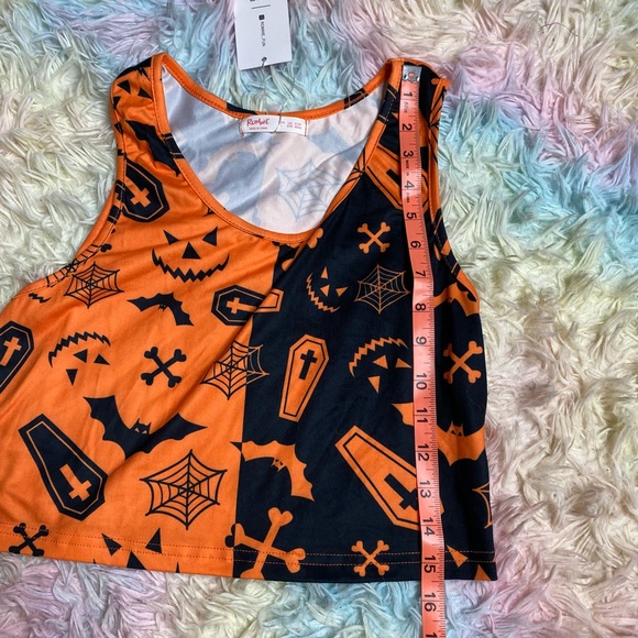 ROMWE black and orange Halloween crop top - Picture 3 of 6
